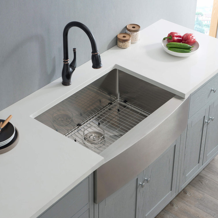 33'' Stainless Steel Farmhouse Apron Single Bowl Kitchen Sink