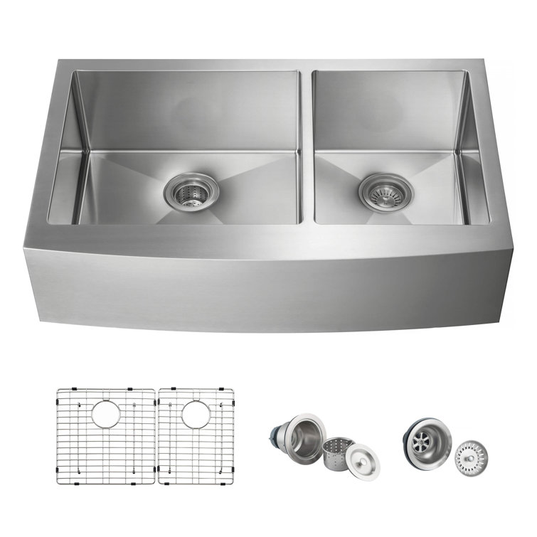 36'' Stainless Steel Farmhouse Double Bowl Kitchen Sink