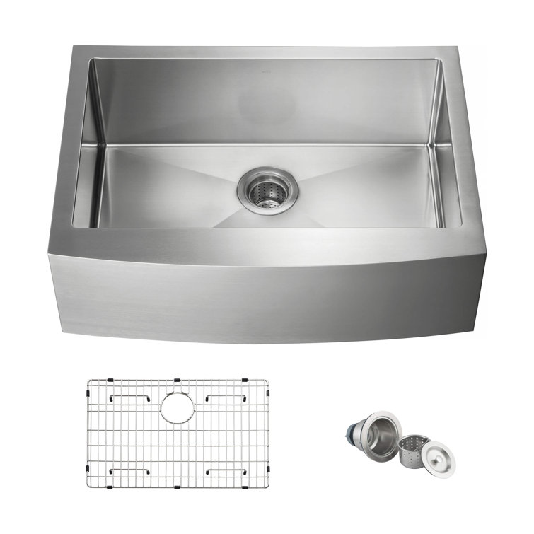 30'' Satin Stainless Steel Farmhouse Single Bowl Kitchen Sink