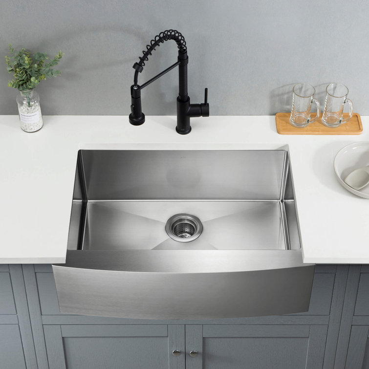 30'' Satin Stainless Steel Farmhouse Single Bowl Kitchen Sink