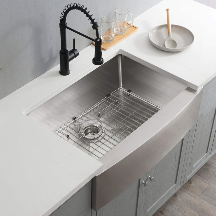 30'' Satin Stainless Steel Farmhouse Single Bowl Kitchen Sink