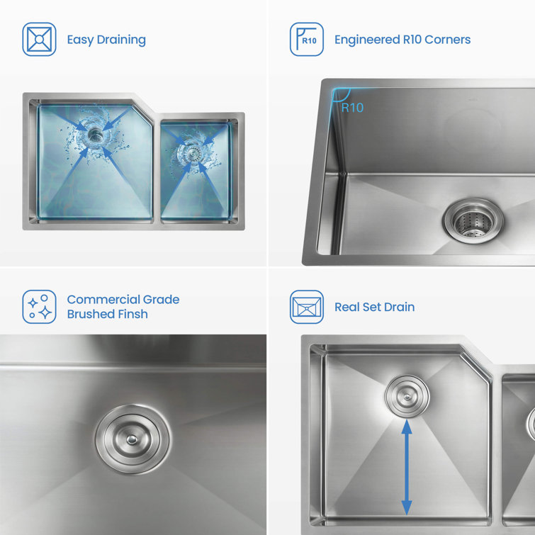 32'' Stainless Steel Undermount Double Bowl Kitchen Sink