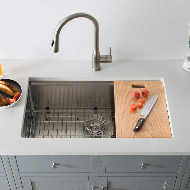 Kibi 33'' Satin Stainless Steel Single Bowl Undermount Sink