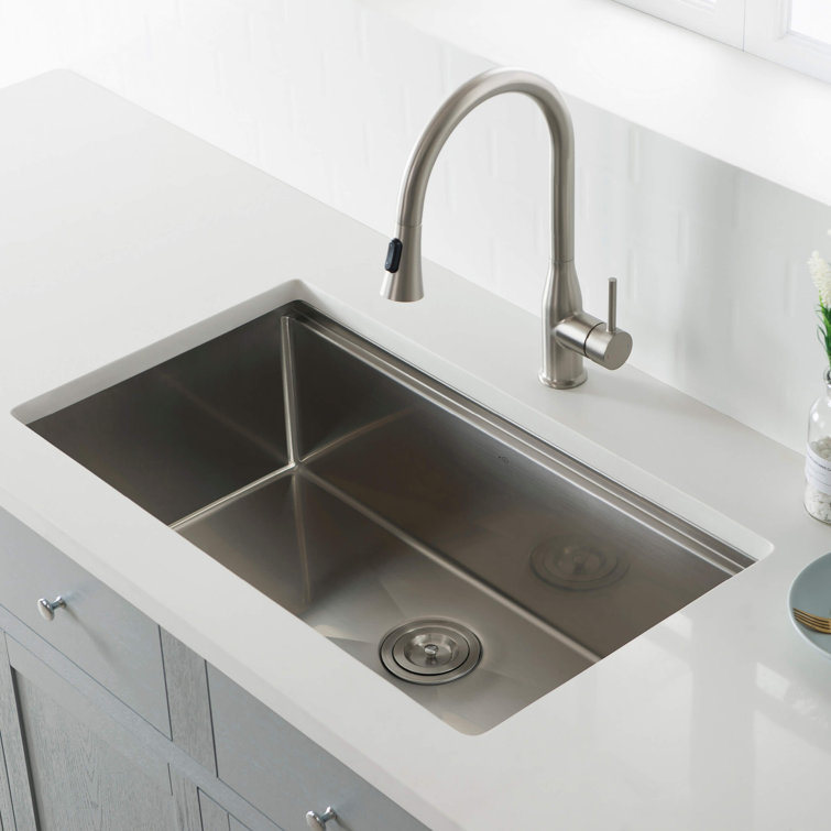 33 Inch Stainless Steel Single Bowl Undermount Kitchen Sink