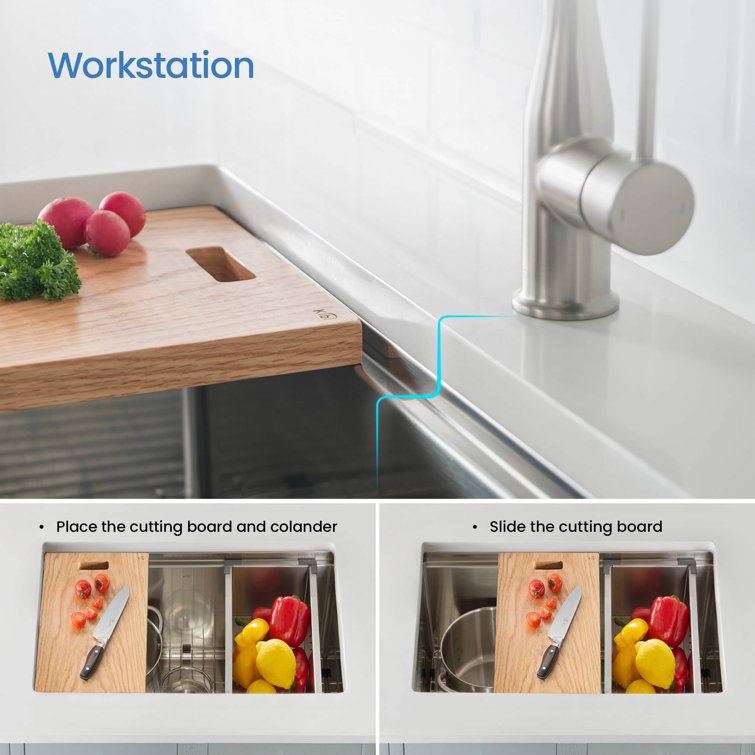 28'' Satin Stainless Steel Undermount Single Bowl Kitchen Sink