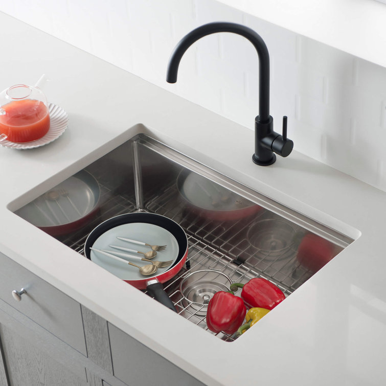 28'' Satin Stainless Steel Undermount Single Bowl Kitchen Sink