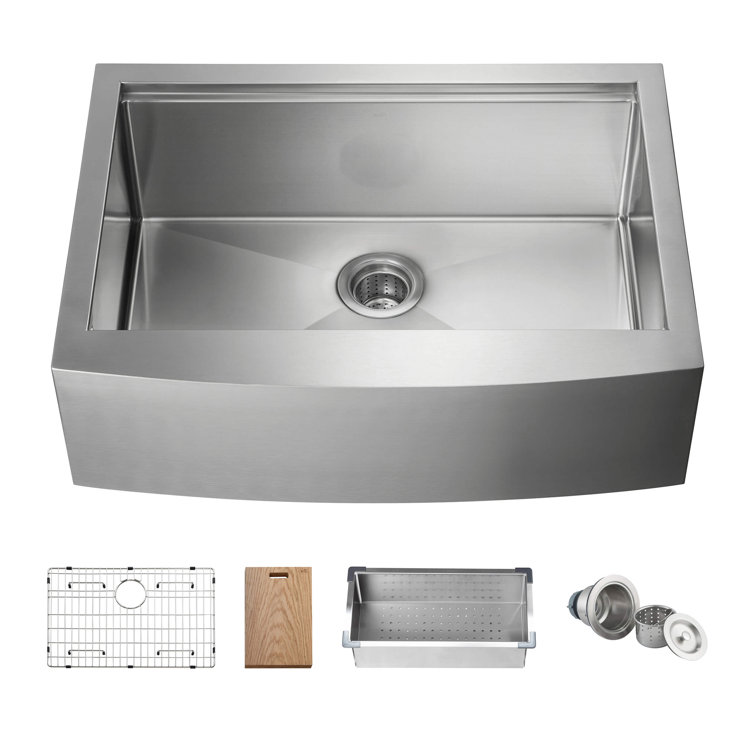 30'' Satin Stainless Steel Farmhouse Single Bowl Kitchen Sink