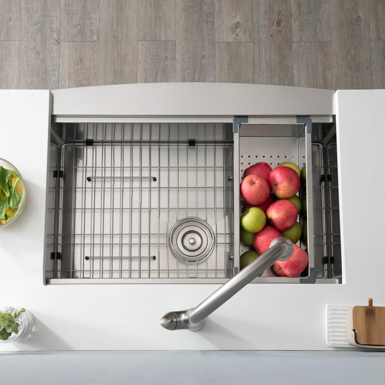 30'' Satin Stainless Steel Farmhouse Single Bowl Kitchen Sink