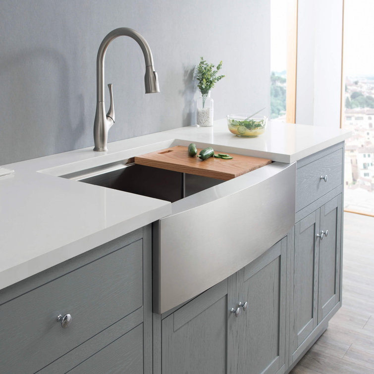 30'' Satin Stainless Steel Farmhouse Single Bowl Kitchen Sink