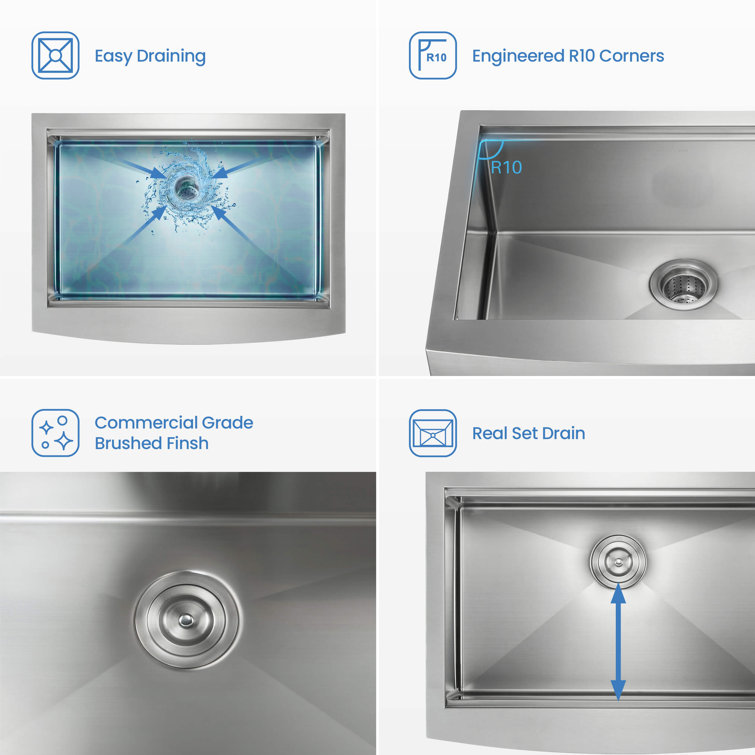 30'' Satin Stainless Steel Farmhouse Single Bowl Kitchen Sink