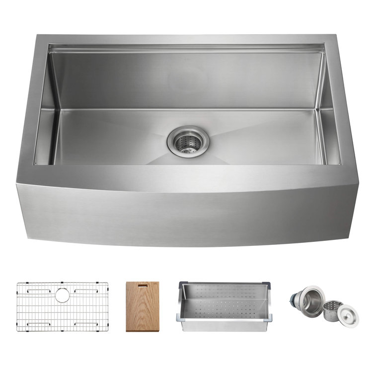 33'' Stainless Steel Farmhouse Apron Single Bowl Kitchen Sink