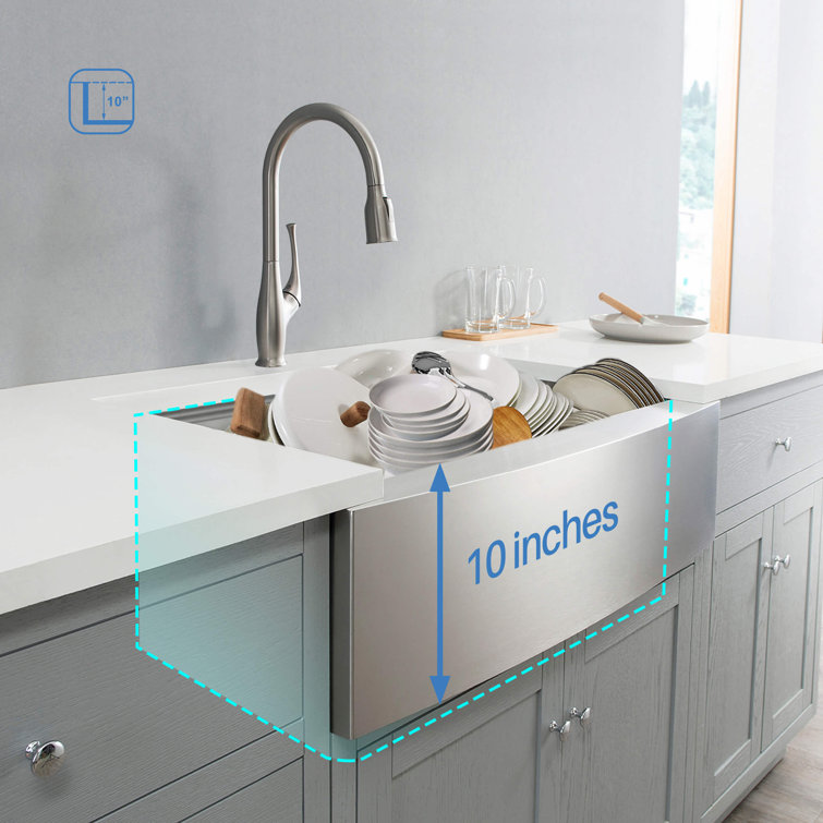 33'' Stainless Steel Farmhouse Apron Single Bowl Kitchen Sink