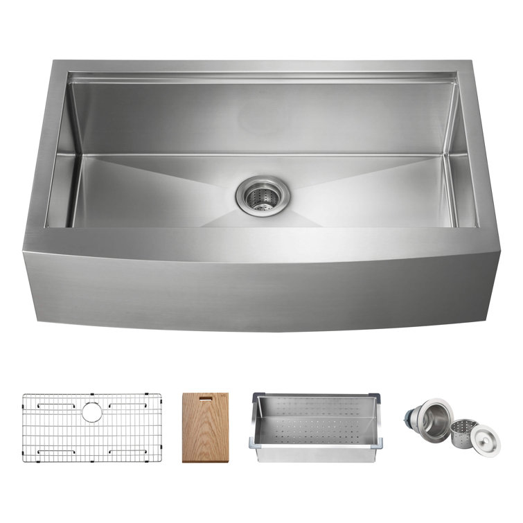 36'' Stainless Steel Farmhouse Apron Single Bowl Kitchen Sink