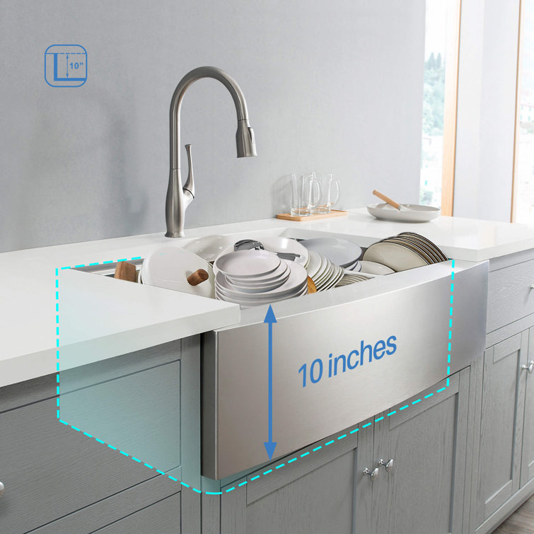 36'' Stainless Steel Farmhouse Apron Single Bowl Kitchen Sink