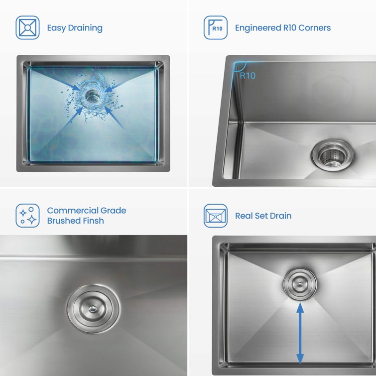 26'' Stainless Steel Undermount Single Bowl Kitchen Sink
