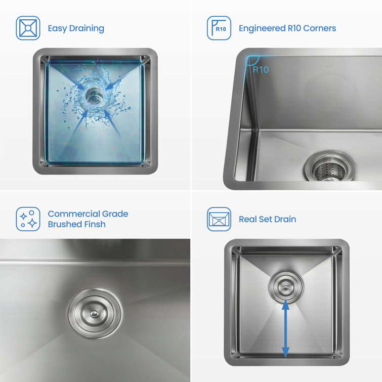 16'' Stainless Steel Undermount Single Bowl Kitchen Sink