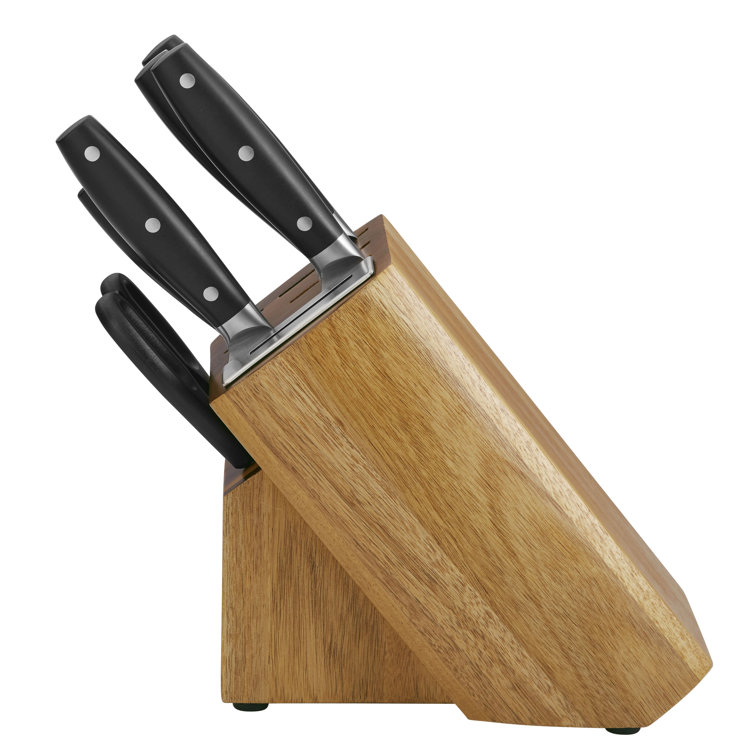 Anolon Cutlery Japanese Carbon Steel 8 Piece Knife Block Set with Built-In Sharpener