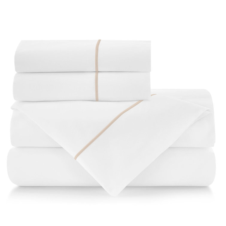 Linen King Size Cotton Percale Sheet Set with Pillowcases