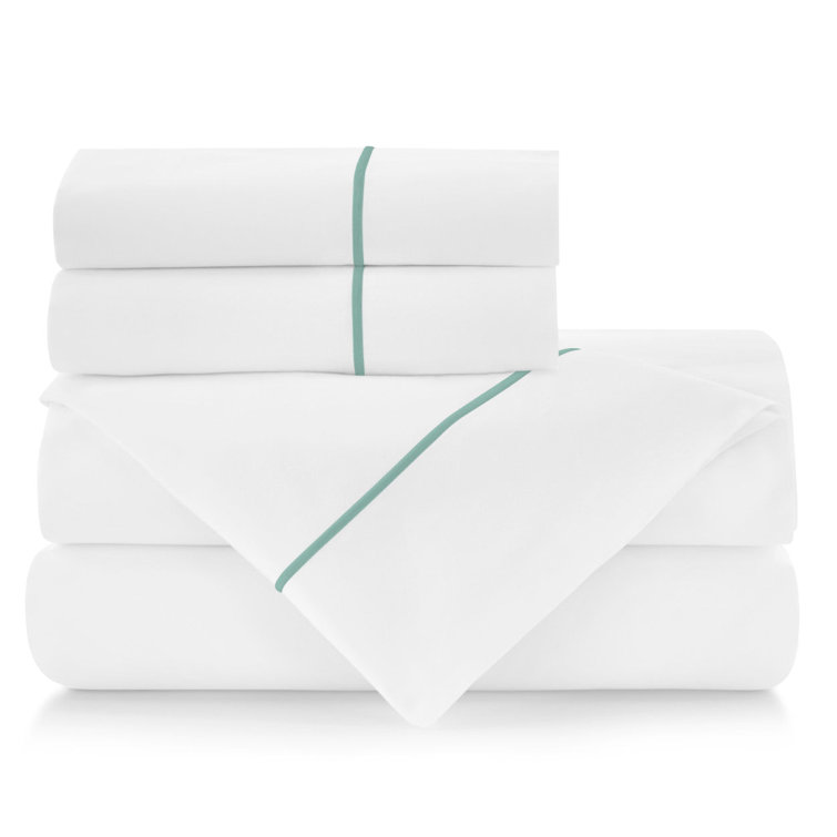 Platinum Queen Cotton Percale Sheet Set with Satin Stitch