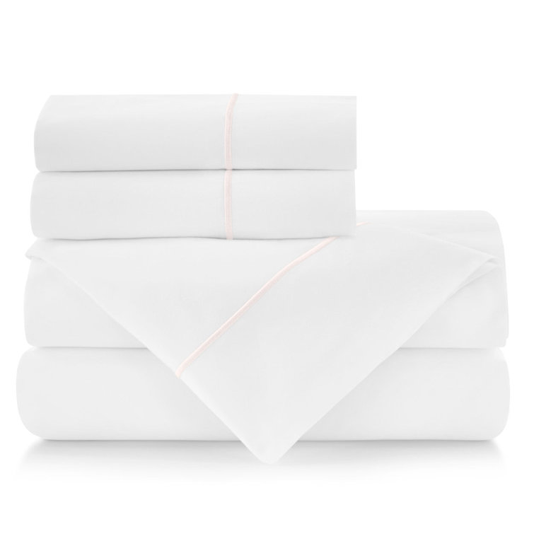 Platinum Queen Cotton Percale Sheet Set with Satin Stitch