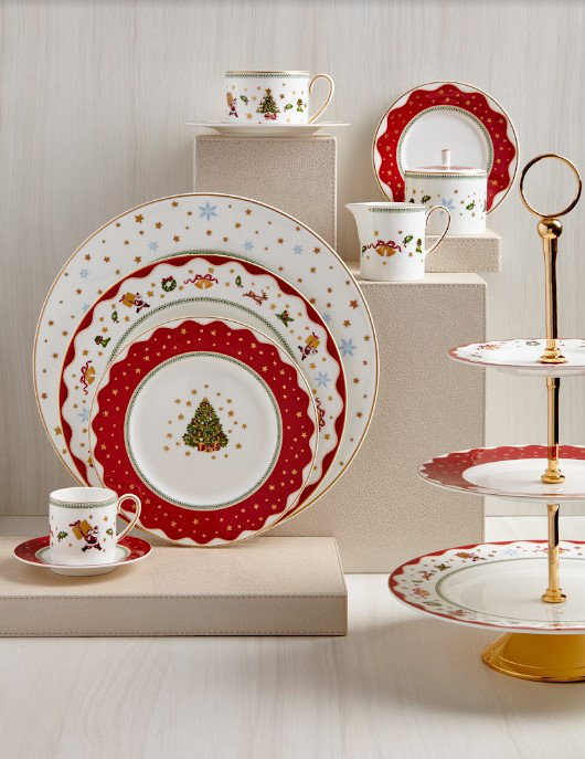 Festive Bone China Sugar & Creamer Set with 24k Gold Plating