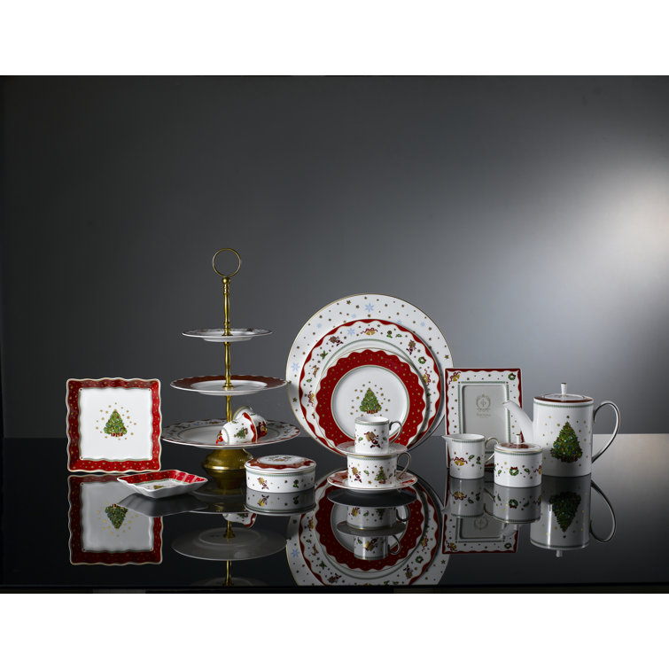 Festive Bone China Sugar & Creamer Set with 24k Gold Plating