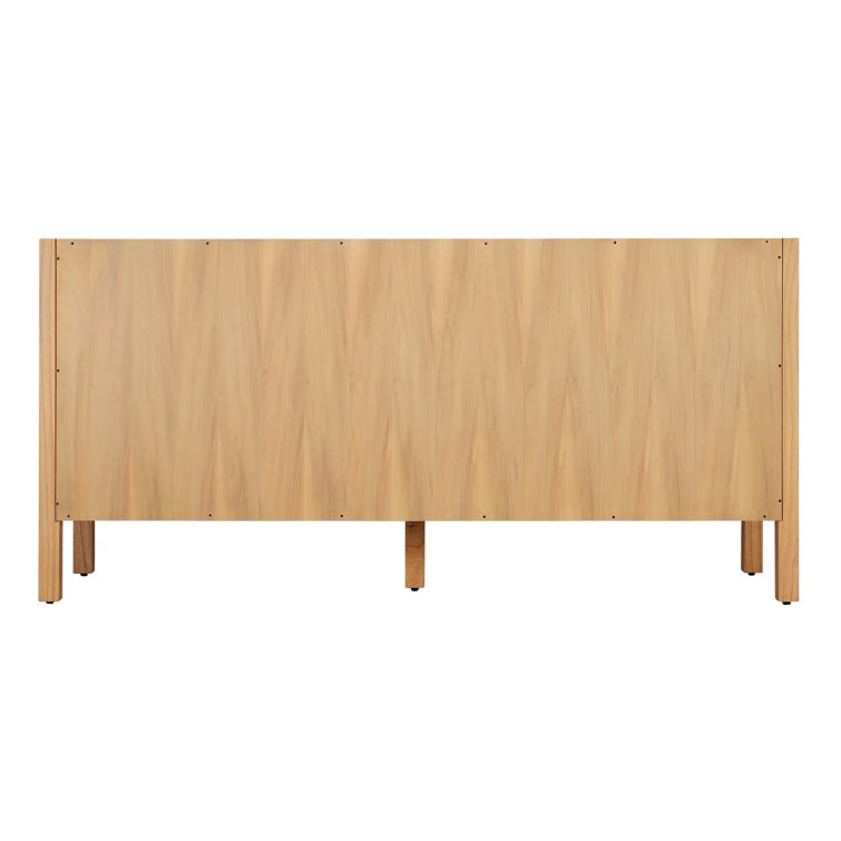 72" Natural Mindi Double Bathroom Vanity with Matte Black Handles