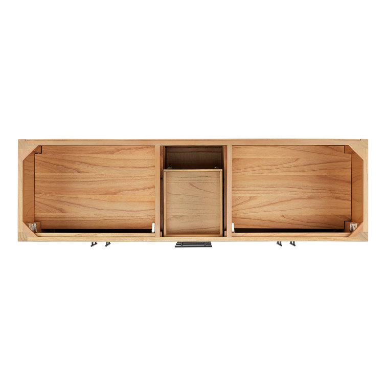 72" Natural Mindi Double Bathroom Vanity with Matte Black Handles