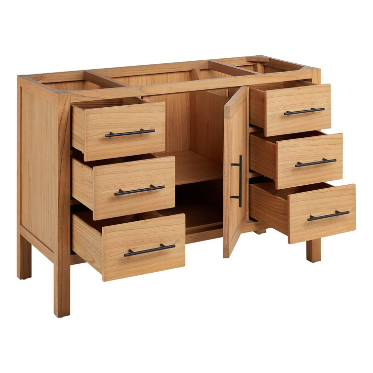 48" Natural Oak Single Bathroom Vanity with Arctic White Quartz Top
