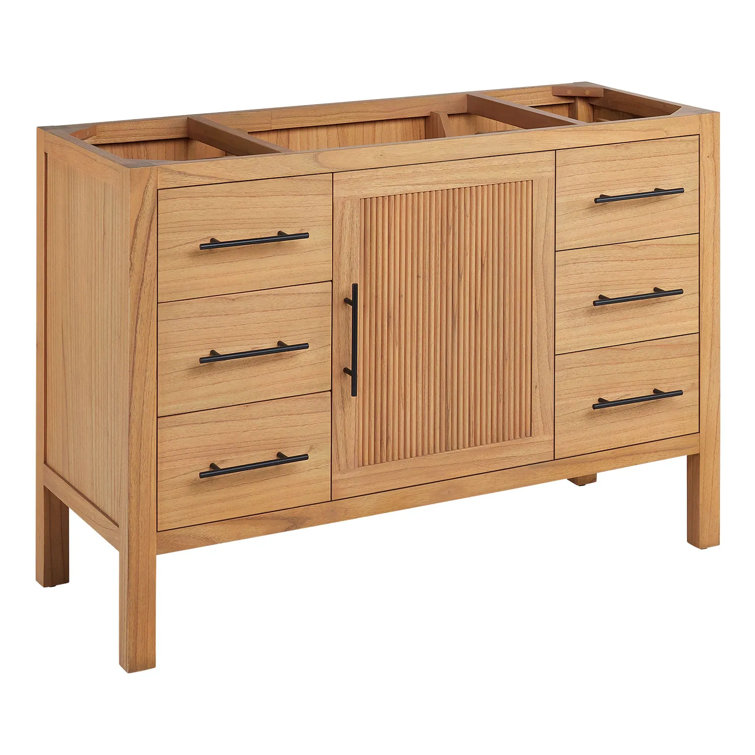 48" Natural Oak Single Bathroom Vanity with Arctic White Quartz Top