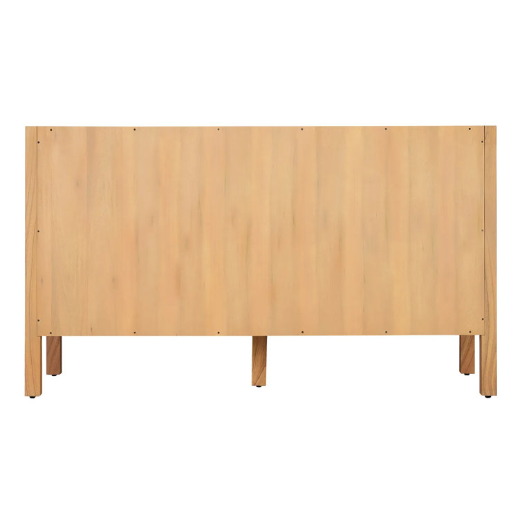 60" Natural Wood Double Bathroom Vanity with Arctic White Quartz Top
