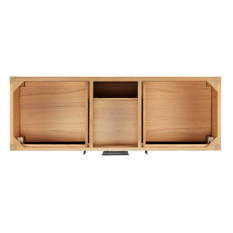 60" Natural Wood Double Bathroom Vanity with Arctic White Quartz Top
