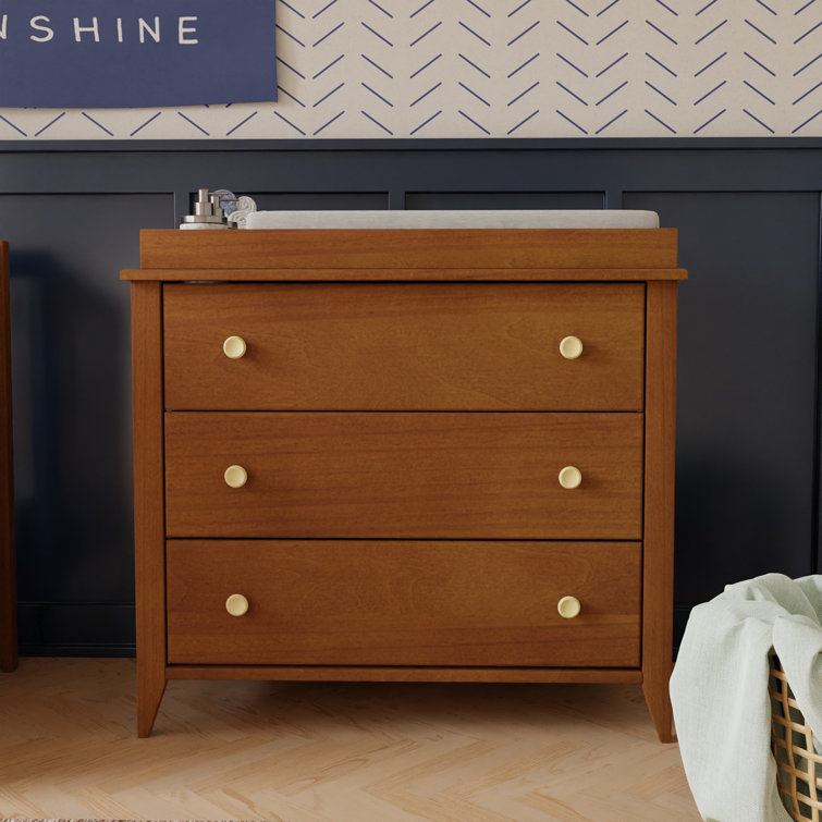 Chestnut and Natural Mid-Century Modern Convertible Crib