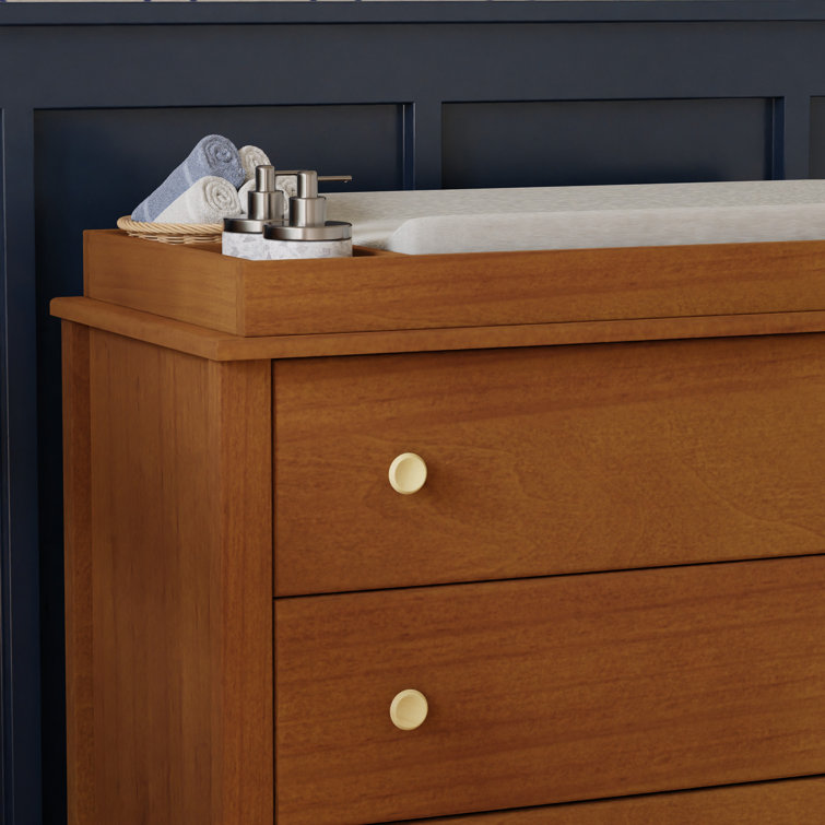 Sprout 3-Drawer Mid-Century Modern Changer Dresser in Chestnut/Natural