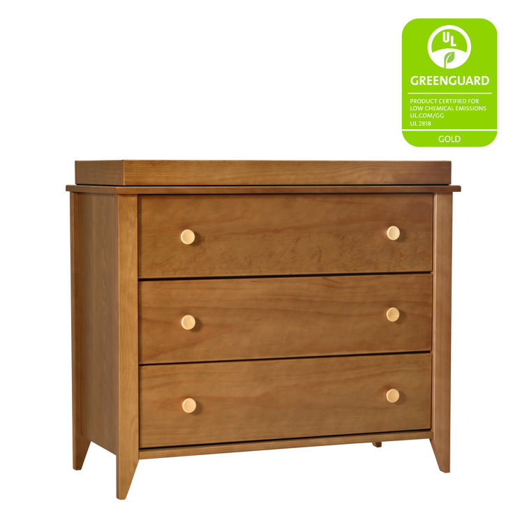 Sprout 3-Drawer Mid-Century Modern Changer Dresser in Chestnut/Natural