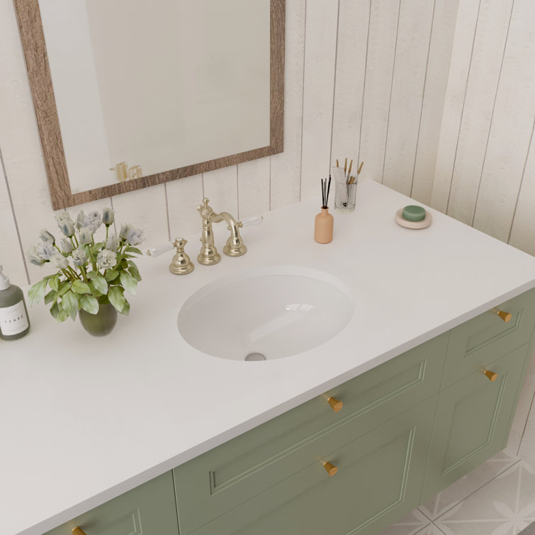 16.54" White Ceramic Oval Undermount Bathroom Sink
