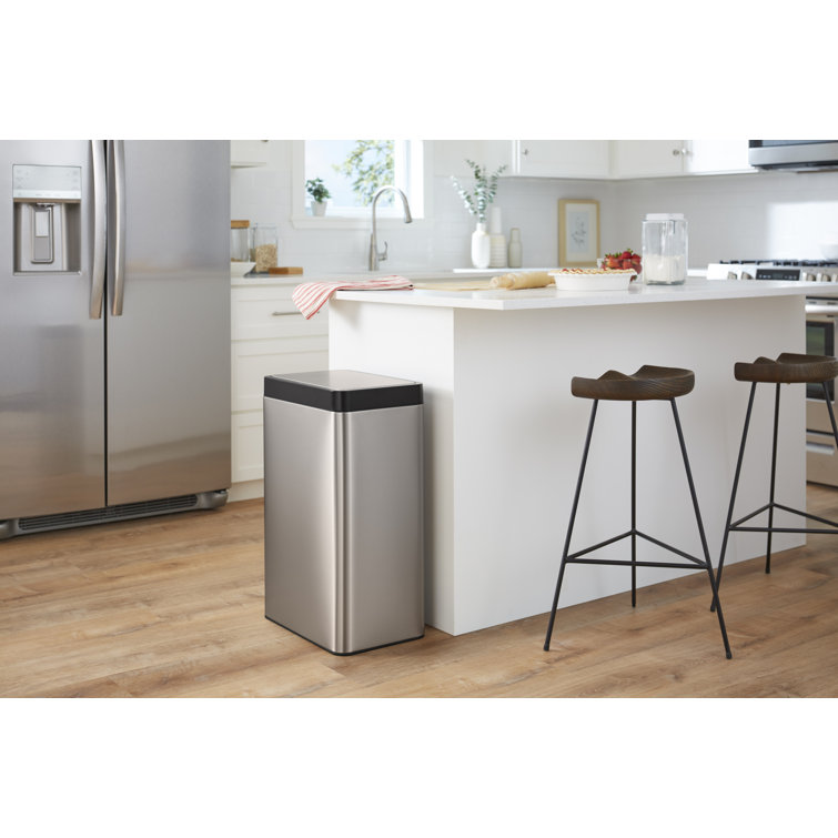 13-Gallon Touchless Stainless Steel Trash Can with Fingerprint Resistant Finish