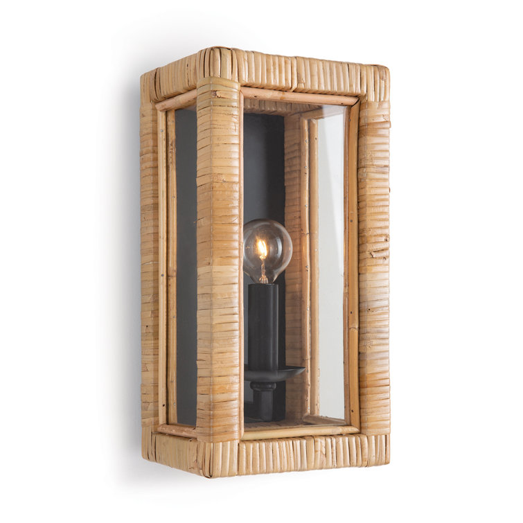 Natural Wicker and Glass Dimmable Sconce