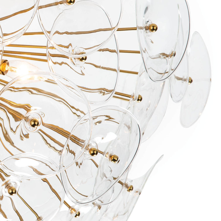 Natural Brass and Clear Glass Bowl Semi Flush Mount Light