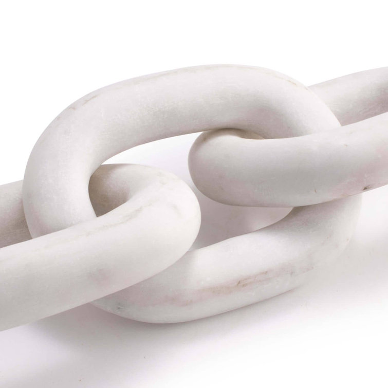 Atlas 13.5'' White Marble and Alabaster Geometric Chain Sculpture