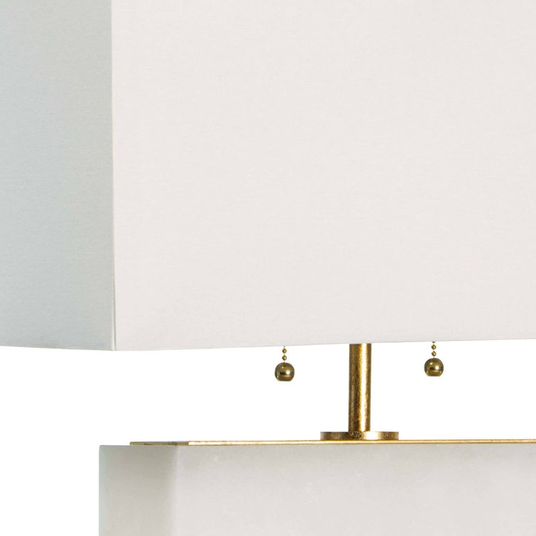 Ali Alabaster and Linen 3-Way Switch Table Lamp
