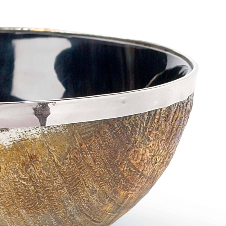 Polished Horn and Brass Decorative Bowl