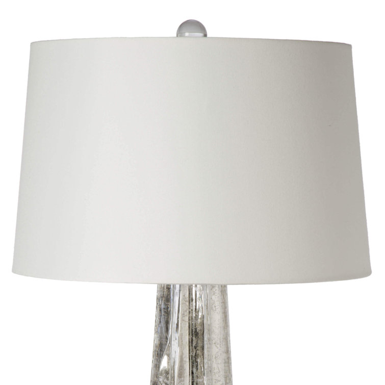Antique Mercury Glass Star Table Lamp with Linen Shade