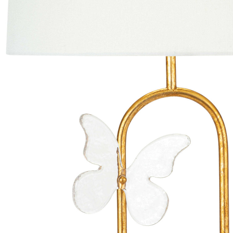 Antique Gold Leaf Adjustable Table Lamp with Linen Shade