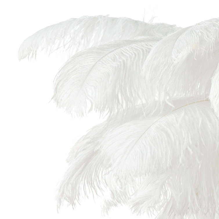 Josephine 37.25" White Feather Chandelier with Gold Leaf Finish