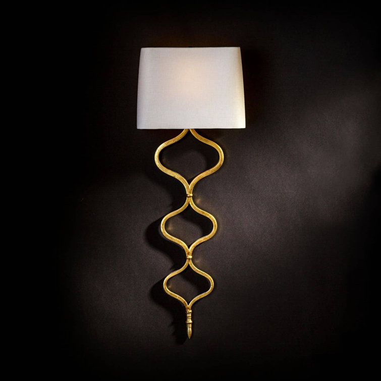 Gold Leaf Linen Shade Dimmable Wall Sconce