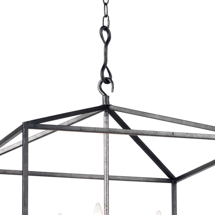 Elegant Blackened Iron 8-Light Crystal Candelabra Chandelier