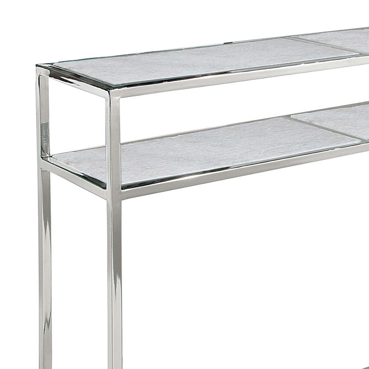 Nickel and Marble Console Table with Storage Shelf