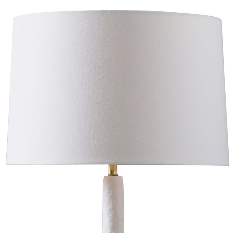 Elegant Hope 28" White Table Lamp with Linen Shade and Brass Accents