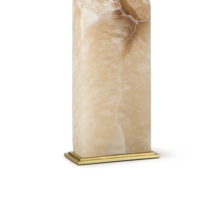 Selina Natural Stone Alabaster Table Lamp with Linen Shade